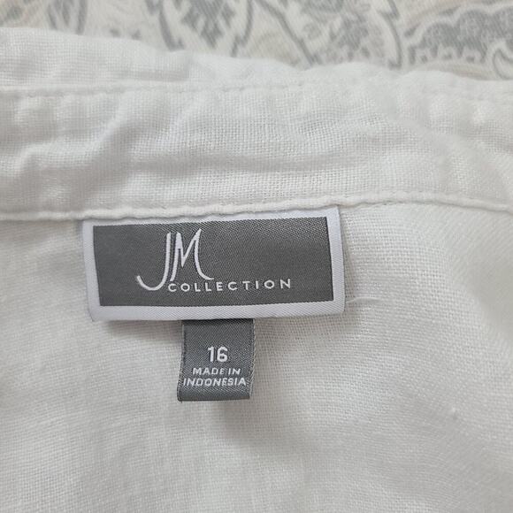 JM collection womens linen/cotton boxy button up white Sz 16 resort wear beachy - Picture 7 of 8
